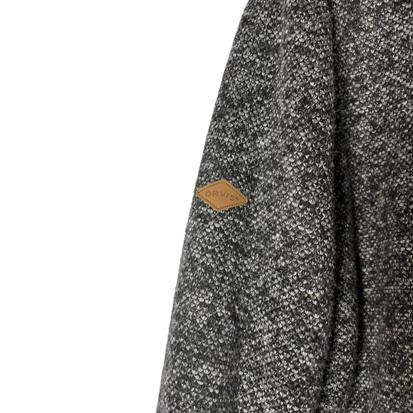 ORVIS Brighton 1/4 Zip Faux Sherpa Lined Marled Gray Black Sweater Jacket Large - Picture 5 of 8